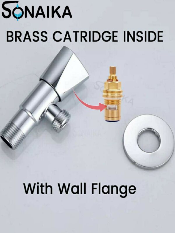 SONAIKA (Angle304) Brass Disc Fitting Stainless Steel Bathroom Angle Valve Cock  (Chrome Finish) - Pack of 1 to 12