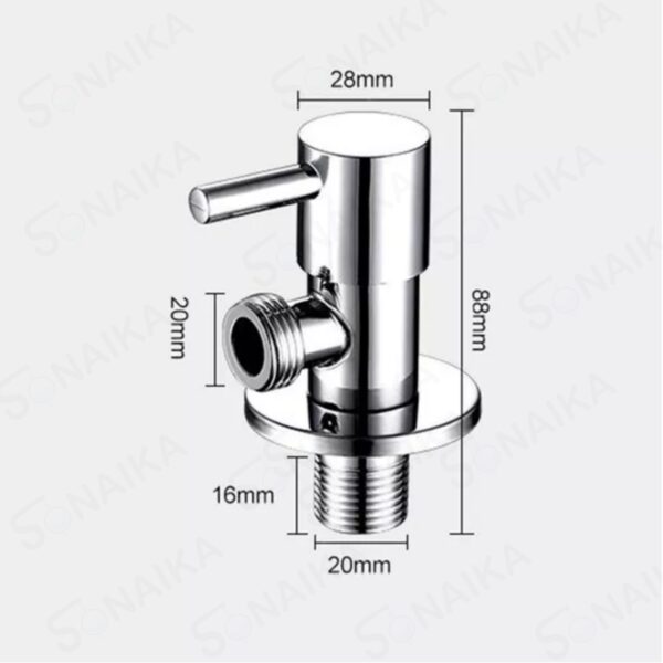 SONAIKA (Turbo304) Brass Disc Fitting Stainless Steel Bathroom Angle Valve Cock  (Chrome Finish) - Pack of 1 to 12