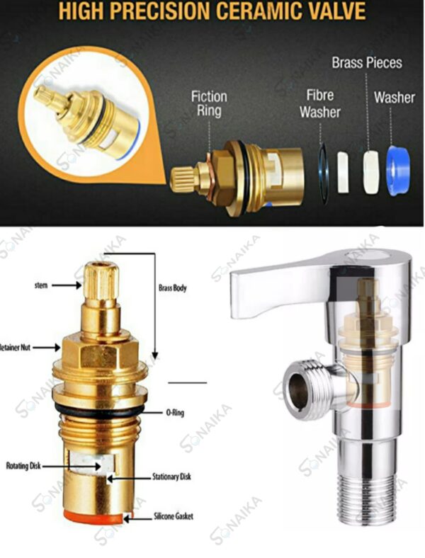 SONAIKA (Sticks304) Brass Disc Fitting Stainless Steel Bathroom Angle Valve Cock  (Chrome Finish) - Pack of 1 to 12